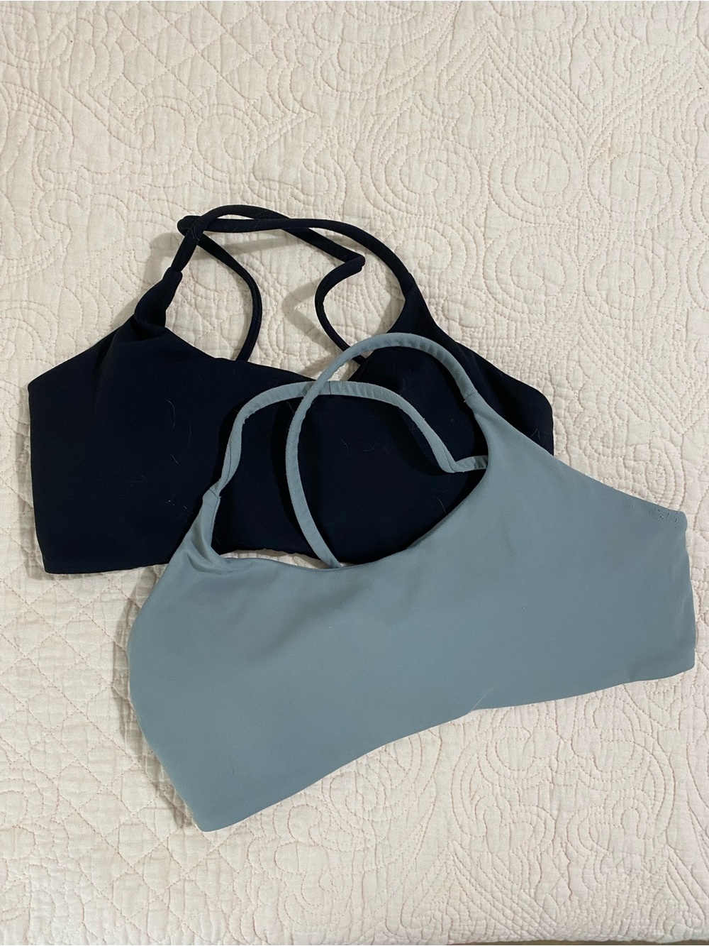 Double Pack Sports Bralettes in Gray & Black